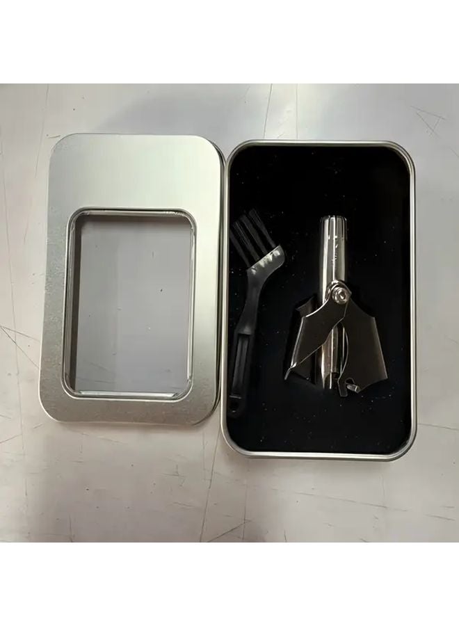 Silvery Stainless Steel Manual Nose Hair Trimmer Washable Round Head Cutter For Men And Women - Image 3